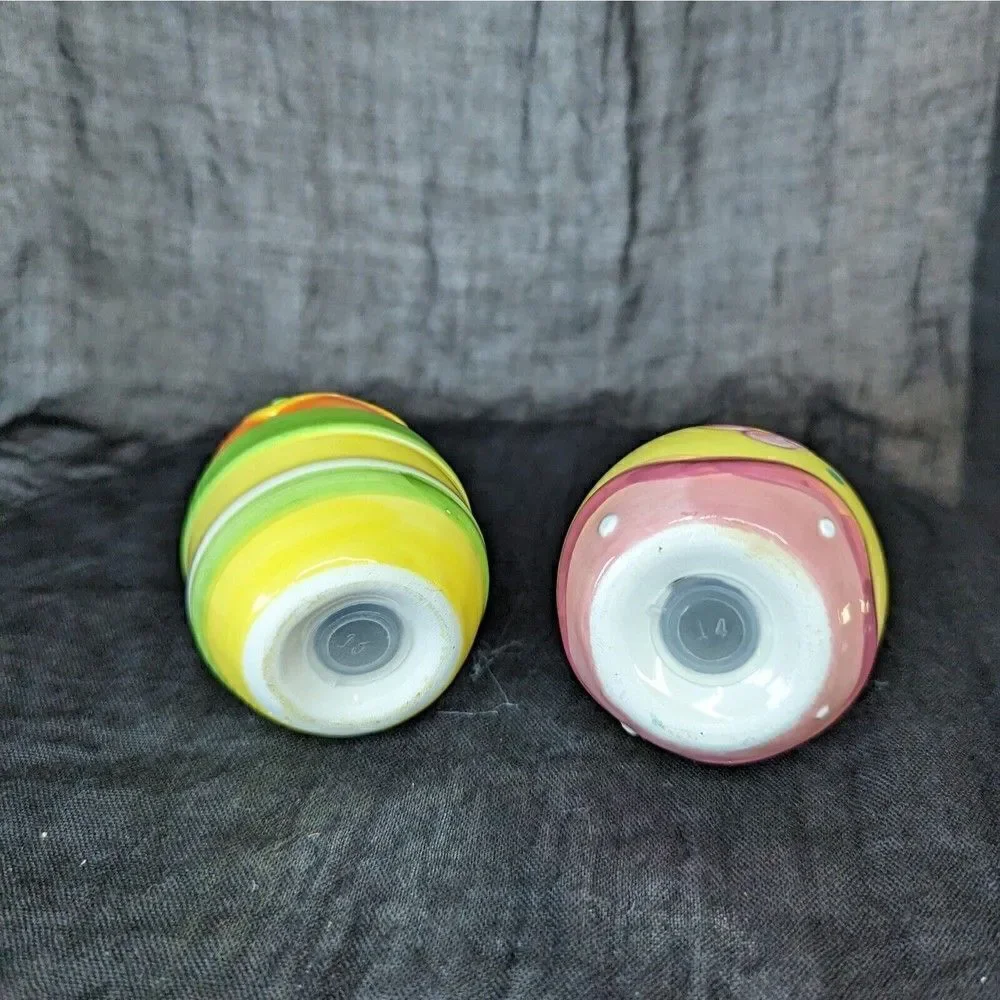 Vintage Easter Egg Salt And Pepper Shakers Ceramic Hand Painted